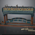 Ancient Egyptian Decorative Table With Colorful Patterns Carvings Blue And Red Legs And Wooden Sticks