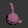 Pink Rabbit Game Movie Character With Large Ears Big Eyes Heart Patterns And Pink Paws