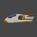 Cartoon Airplane 3D Model With White Orange Blue Stylish Design And Transparent Windows