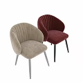 Beige And Red Accent Chairs With Vertical Striped Backrest And White Black Legs