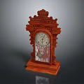Vintage Carved Wooden Mantel Clock With Classic Design And Glass Panel