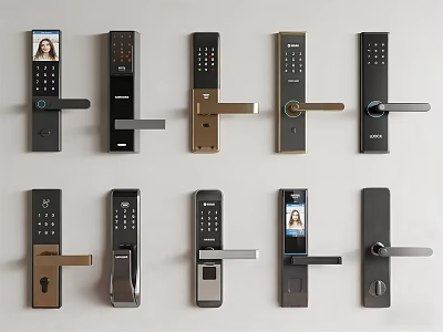 Smart Door Locks With Various Designs Digital Keypads And Fingerprint Scanners 3d model