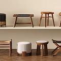 Collection of Various Designed Stools Featuring Wooden Leather and Woven Materials on