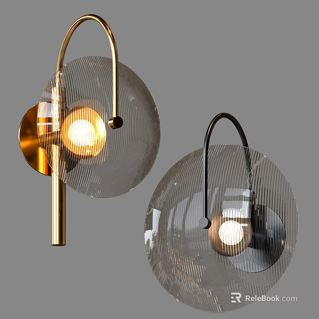 Modern Wall Lamp With Glass Shade And Metal Frame For Home Decorative Lighting 3d model 