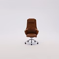 Ergonomic Brown Leather Office Chair With Swivel Wheels Armrests And High Backrest