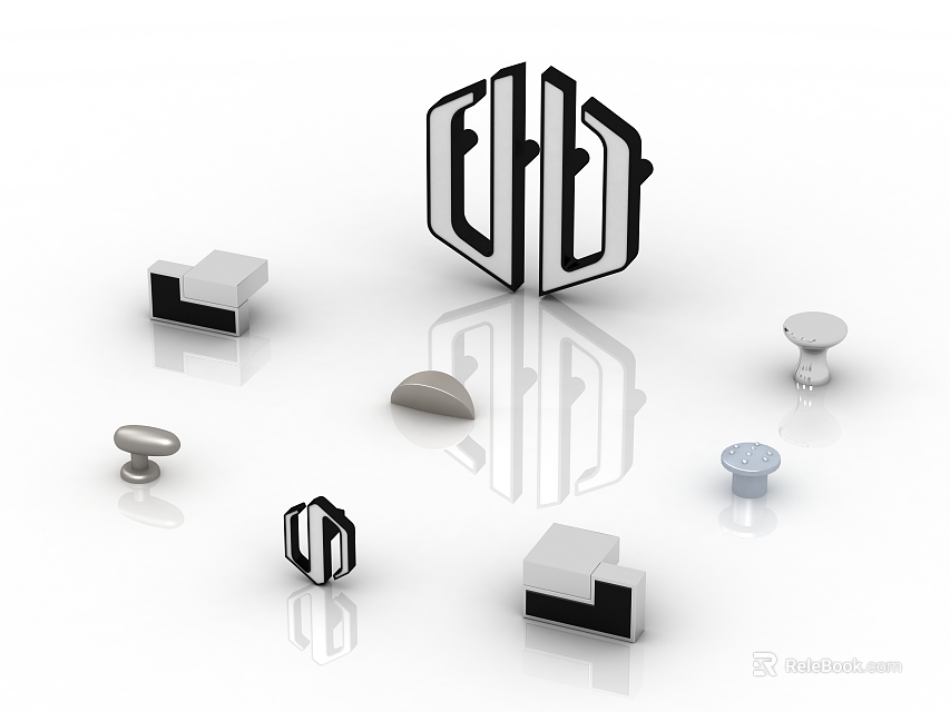 Modern Cabinet Handles with Diverse Shapes Multiple Designs and Metal Finishes 3d model 
