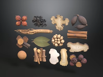 Pharmacy Providing Traditional Chinese Herbal Medicines Including Cinnamon Ginger And Star Anise 3d model