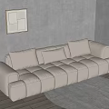 Multiplayer Sofa Modern Sofa Living Room Sofa Log Style Sofa Straight Row Sofa Straight Sofa 3d model