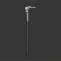 Ornate Walking Cane With Decorative Carved Handle And Metal Shaft