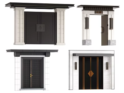 New Chinese Courtyard Door Entrance Door 3d model