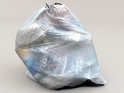 Transparent Garbage Bag Filled With Waste Items 3d model