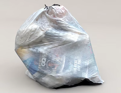 Transparent Garbage Bag Filled With Waste Items 3d model