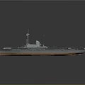 Vintage Military Aircraft Carrier Sculpture Model With Detailed Deck And Tower Structure