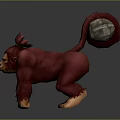 Red Fur Primate With Spiky Hair Green Eyes Orange Claws And Stone Tail