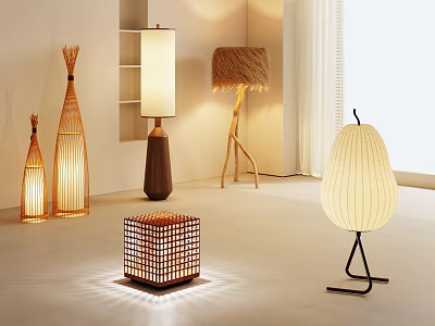Diverse Modern Floor Lamps With Unique Designs And Materials For Home Living Spaces 3d model