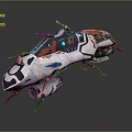 Futuristic Sci Fi Vehicle Design With Metallic Body Red Accents And Blue Glowing Parts