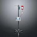 Medical IV Stand Equipment With Red Fluid Bag And Control Panel