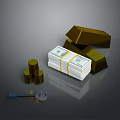 Valuable Assets Collection Featuring Gold Bars Stacks Of Dollar Bills Coins And Keys
