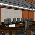 Modern Reception Area Interior With Wooden And Marble Walls Desk And Office Chair