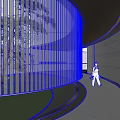 Modern Garden Landscape With Circular Corridor Trees Lawn Natural Light And Pebble Path