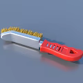 Red Handle Household Cleaning Brush With Yellow Bristles And Metal Connector