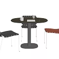 Modern Round Table And Chairs Set With Black Red Mesh Design Metal Frame 3d model