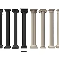 Various Decorative Columns with Different Styles in Black and White Colors 3d model