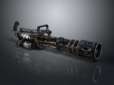 Heavy Duty Mechanical Weapon With Metallic Finish And Intricate Tactical Structure 3d model