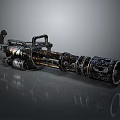 Heavy Duty Mechanical Weapon With Metallic Finish And Intricate Tactical Structure