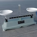 Commercial Laboratory Balance With White Pans Gray Base And Blue Box
