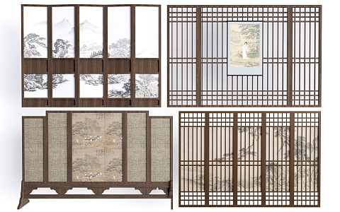 Chinese-style Screen Partition Chinese-style Carved Screen Wooden Partition Decorative Screen 3d model