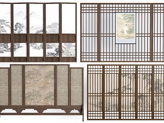 Chinese-style Screen Partition Chinese-style Carved Screen Wooden Partition Decorative Screen 3d model