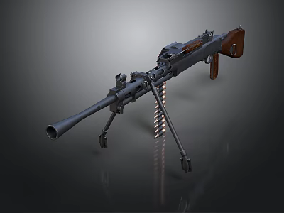 Browning machine gun Browning Gatling White Browning machine gun machine gun bullet military 3d model