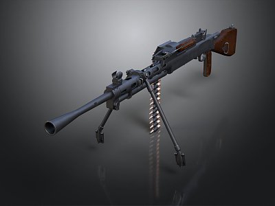 Browning machine gun Browning Gatling White Browning machine gun machine gun bullet military 3d model