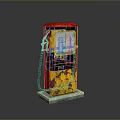 Vintage Rusted Red And Yellow Fuel Pump On Display Stand