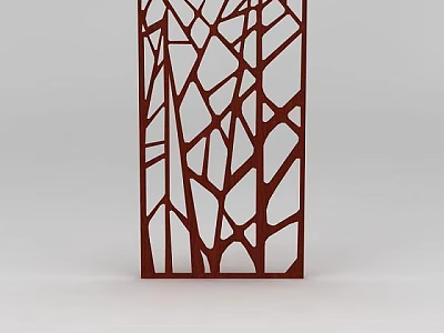 Red Metal Carved Panel With Tree Branch Pattern For Interior Decor 3d model