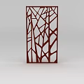 Red Metal Carved Panel With Tree Branch Pattern For Interior Decor 3d model