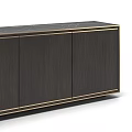 Elegant Modern Entryway Side Cabinet With Dark Wooden Storage Doors Gold Trim And Marble Top