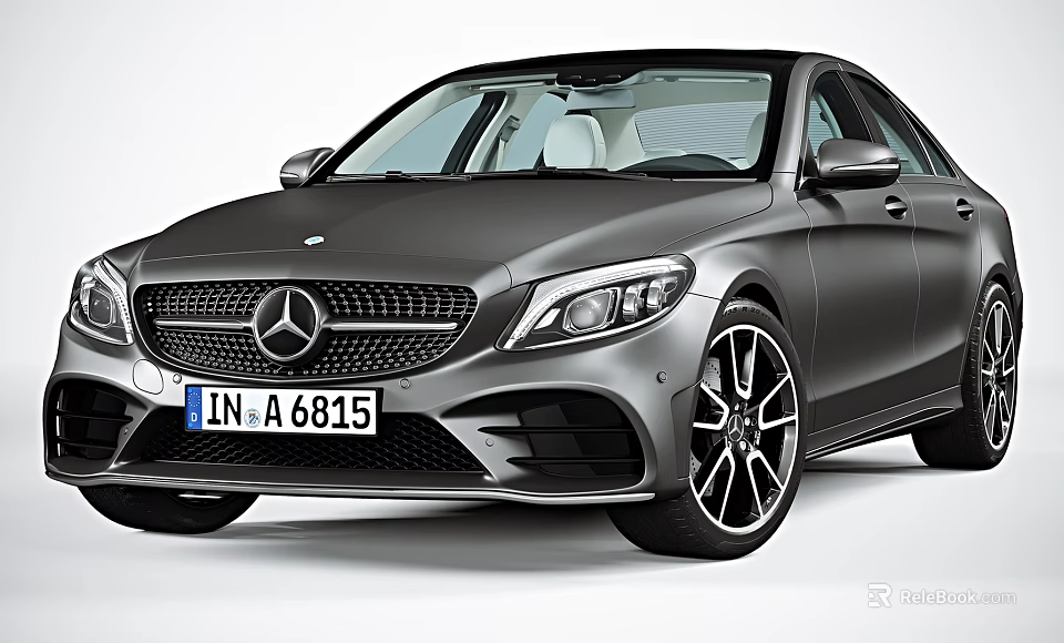 Modern Gray Mercedes Benz Sedan With Sporty Wheels And Front Grille 3d model 