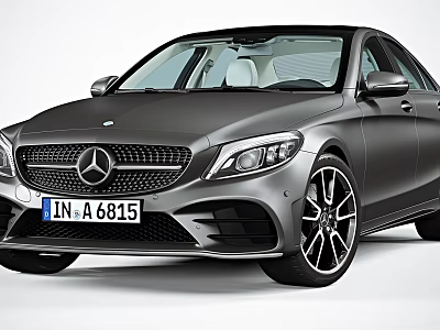 Modern Gray Mercedes Benz Sedan With Sporty Wheels And Front Grille 3d model