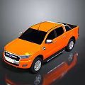 Orange Ford Pickup Truck With Double Cab Roof Rack And Sturdy Exterior