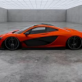 Orange Sports Car With Sleek Aerodynamic Design And Black Accents In Empty Space
