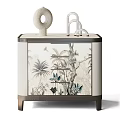 Modern Stylish Bedside Tables With Decorative Patterns Drawers And Metal Frames 3d model
