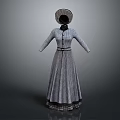 Vintage Plaid Long Dress With Long Sleeves Black Belt And Decorative Wide Brimmed Hat