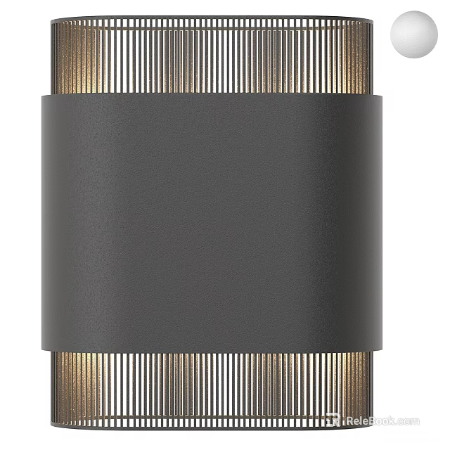 Modern Black Wall Sconce With Vertical Gold Stripes And Illuminated Design 3d model 