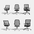 Black Modern Mesh Back Office Chairs with Ergonomic Armrests and Wheels