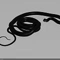 Realistic Black Snake Coiled With Raised Head On Gray Gradient Background