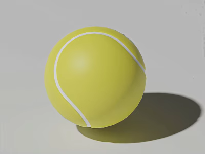 Yellow Tennis Ball With White Stitching On White Background And Shadow 3d model