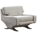 Modern Gray Leisure Chair With Comfortable Cushion And Unique Base Design 3d model