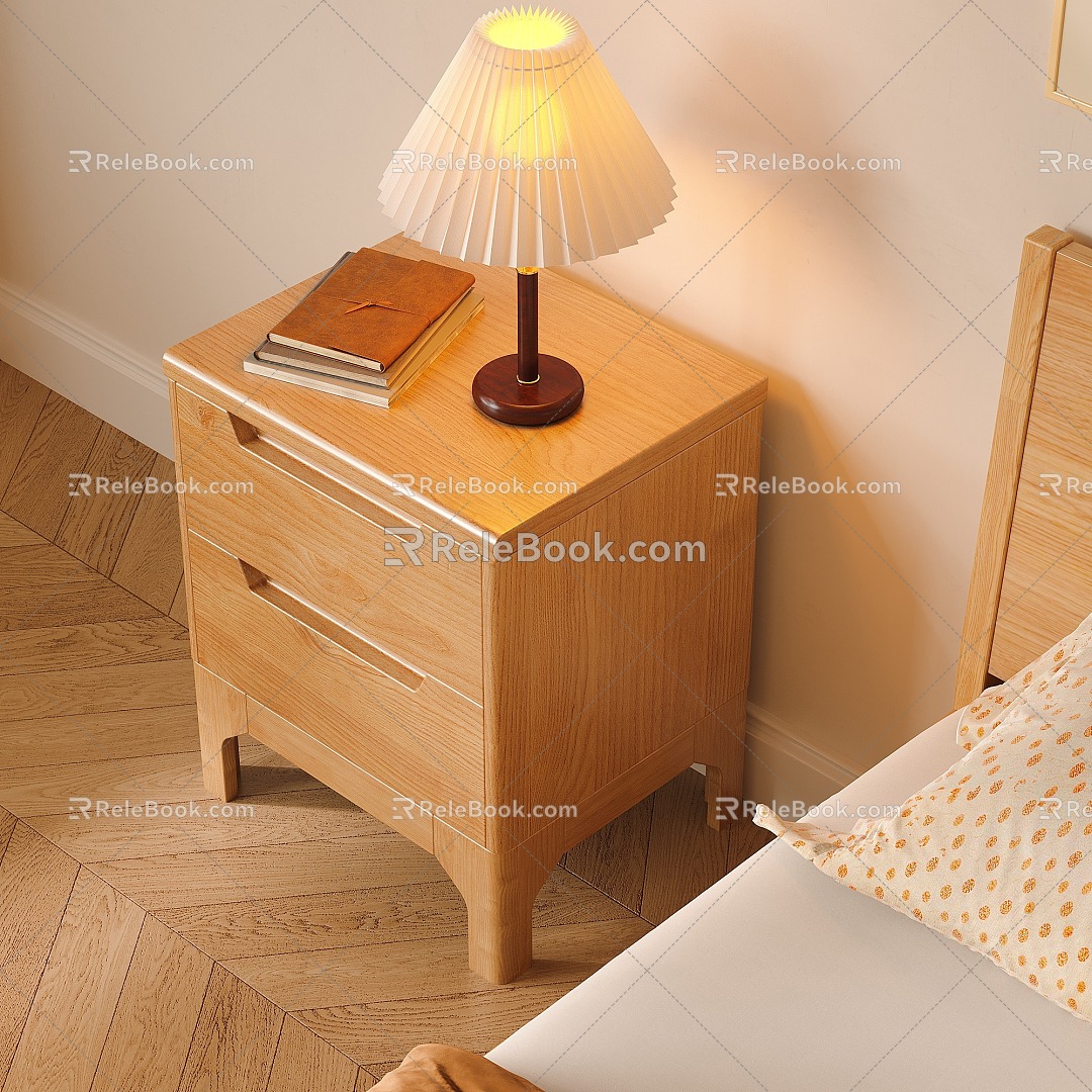 Simple Log Bedroom Bedside Table 3d model